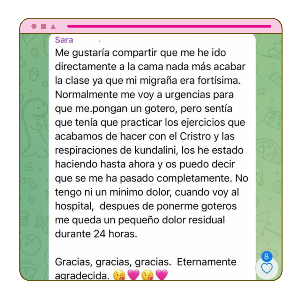 TESTIMONIOS SARA - CLASES SANACION  CIRCULO ALIMENTACION